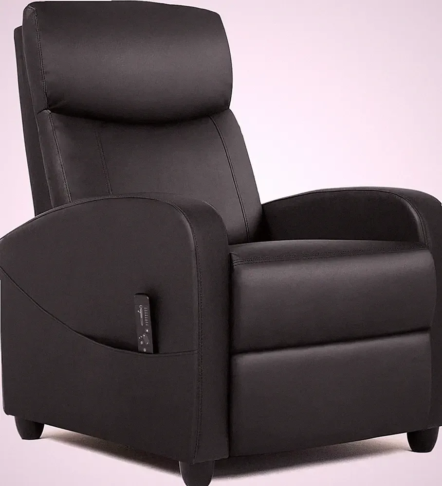 Adjustable High Back Recliner Chair with Padded Seat - Black Living Room Sofa