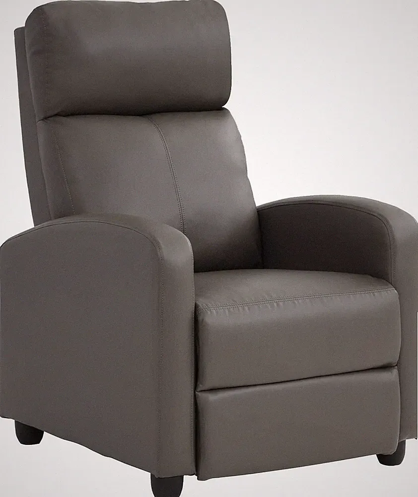 Gray Grey Faux Leather Recliner Armchair Home Theater Seating Footrest Reclining