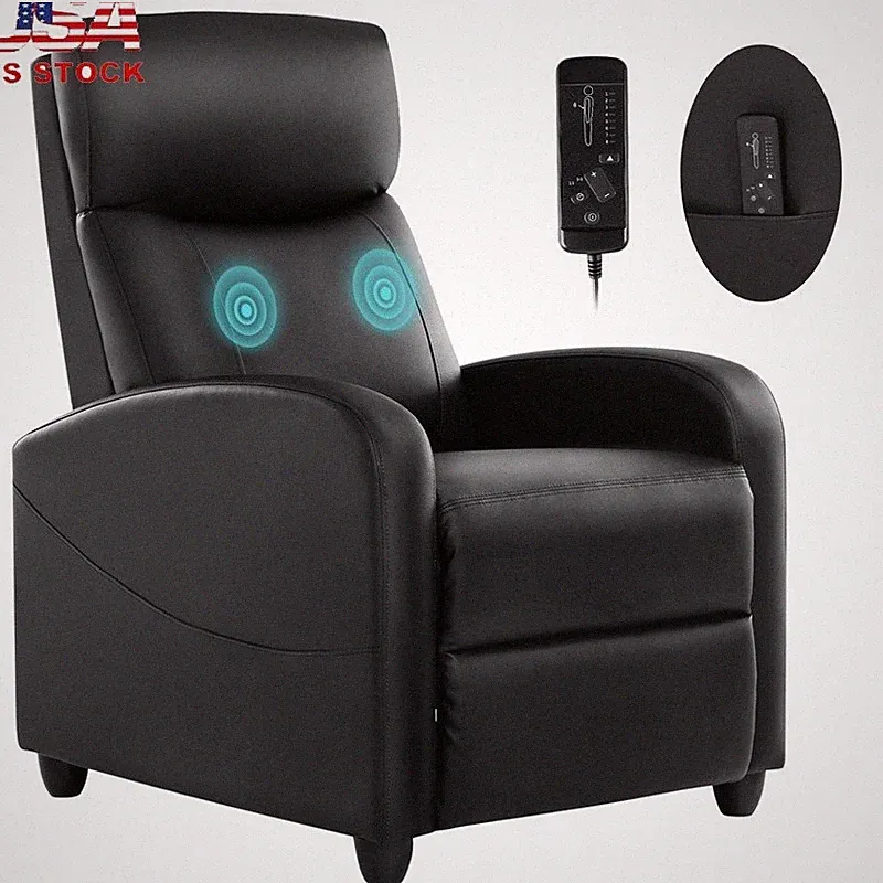 Massage Recliner Chair W/ Heating Ergonomic Home Theater Seating PU Leather New