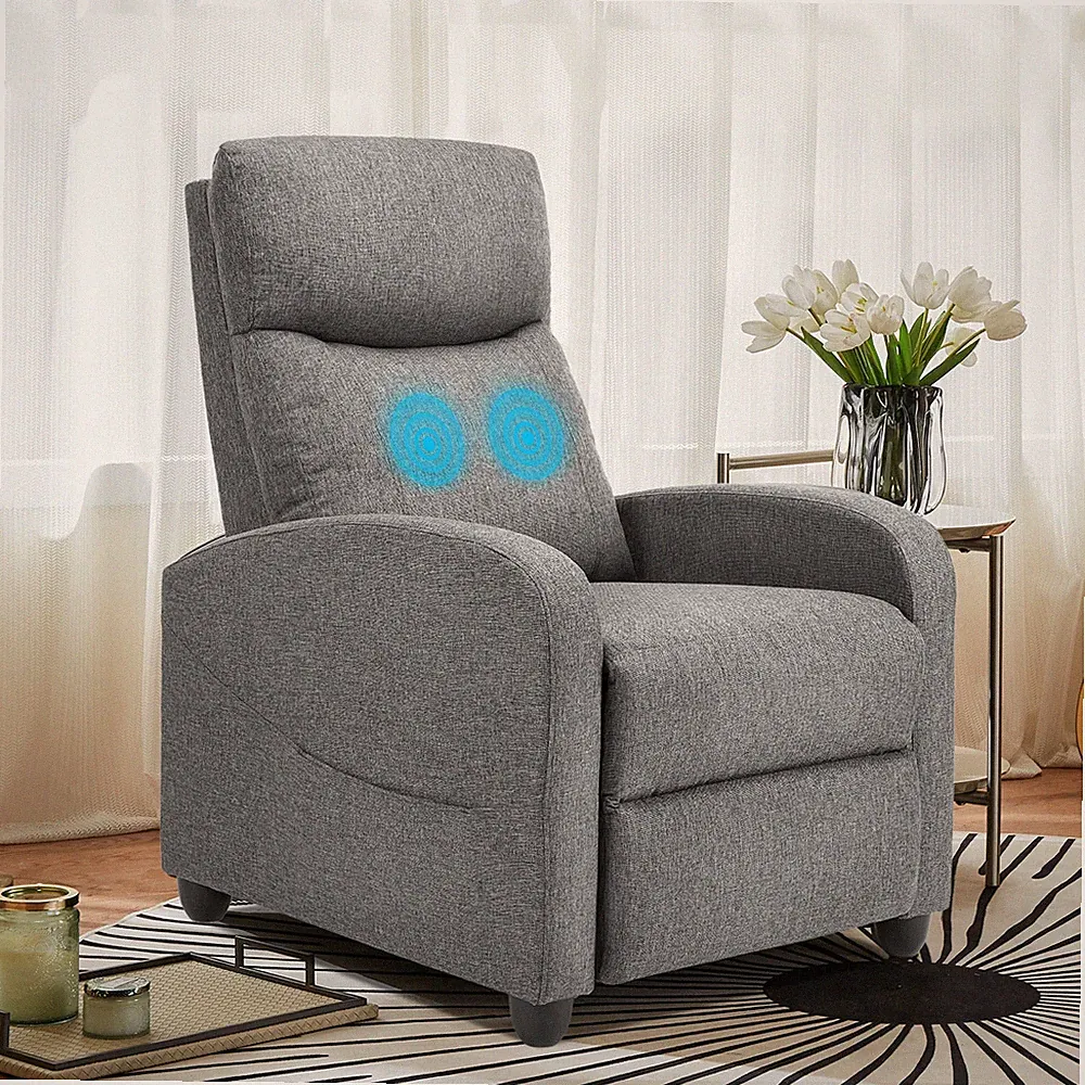Recliner Chair Massage Sofa Fabric LumbarSupport Adjustable Padded Seat Backrest